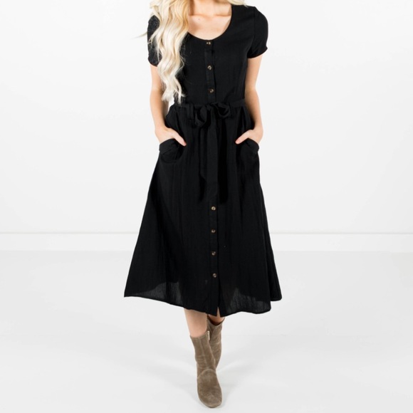 Stevie Hender Dresses & Skirts - Black Button Up Dress